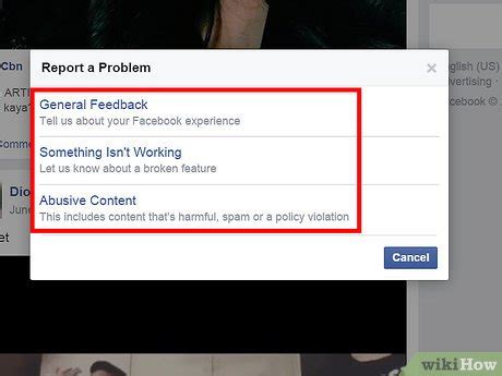 report facebook issue.